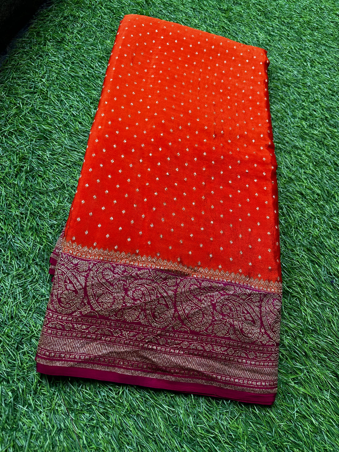 Pure crepe Banaras silk.