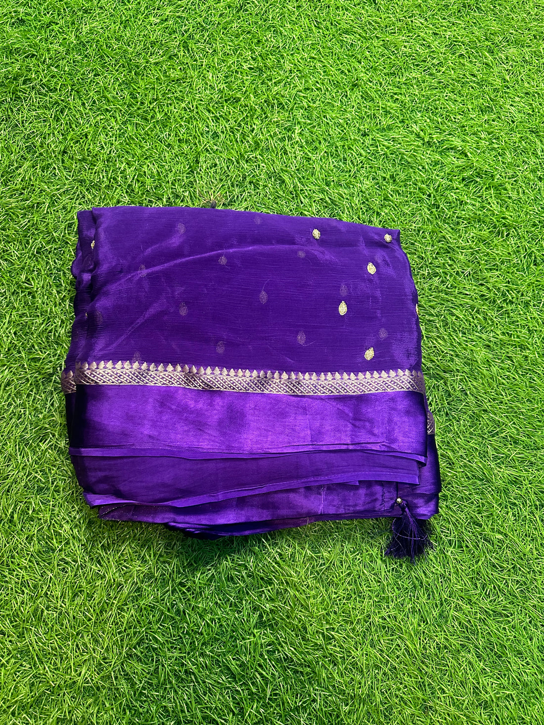 Purple Pure viscose georgette, with satin border.