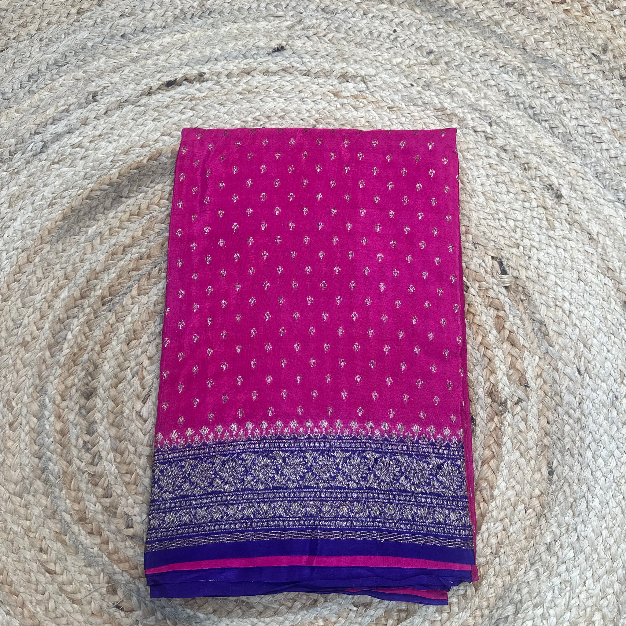 Pink and purple crepe chiffon sarees