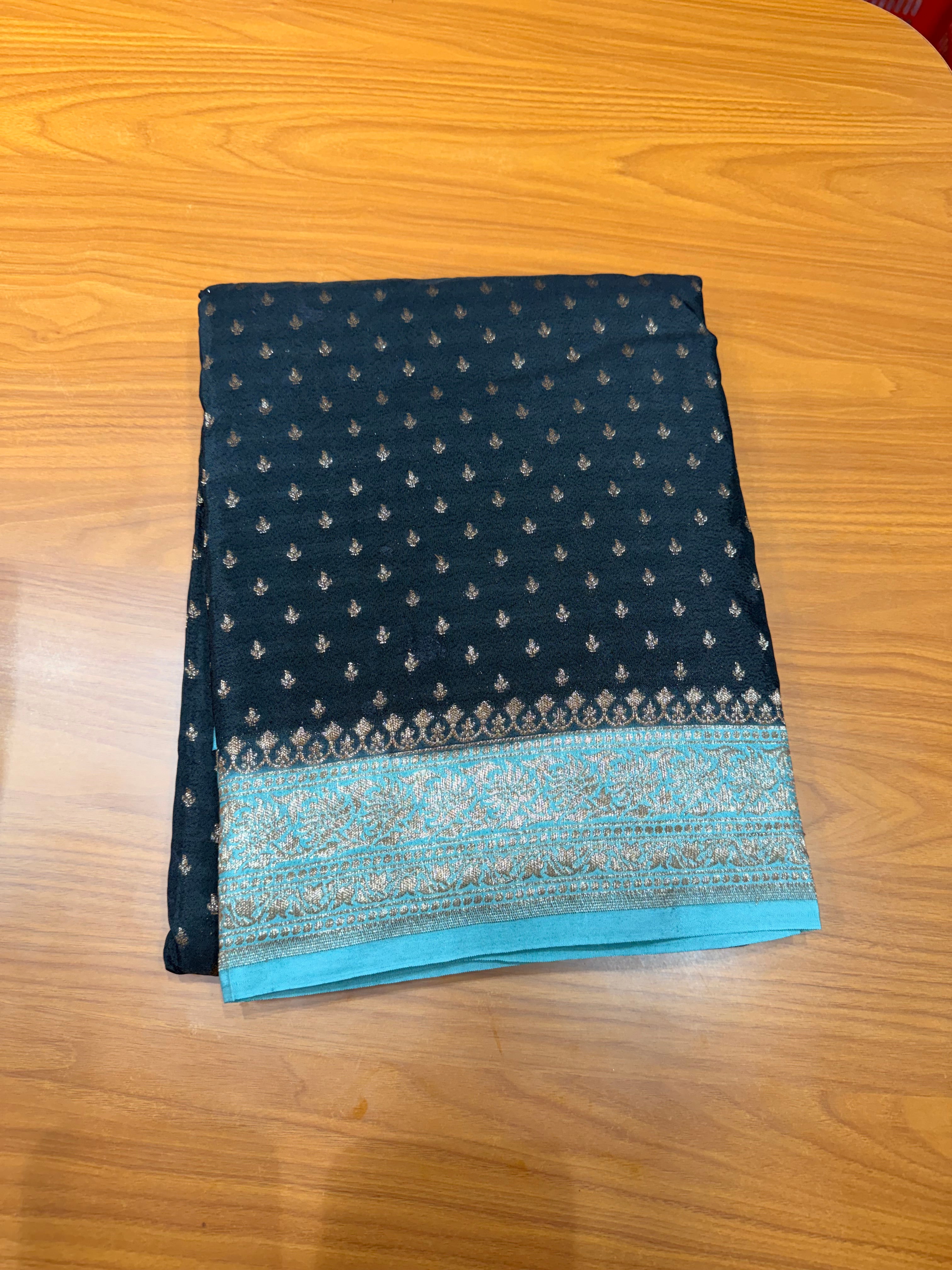 Pure crepe chiffon black and blue