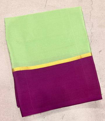 Pastel green contrast border pure Mysore silk crepe saree