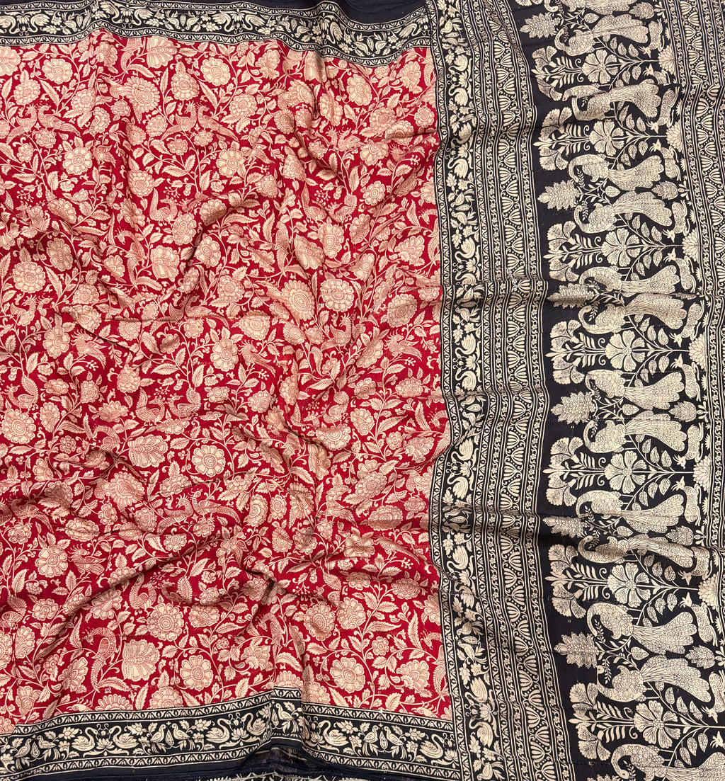 Red n black Kalamkari digital print 107 casual saree