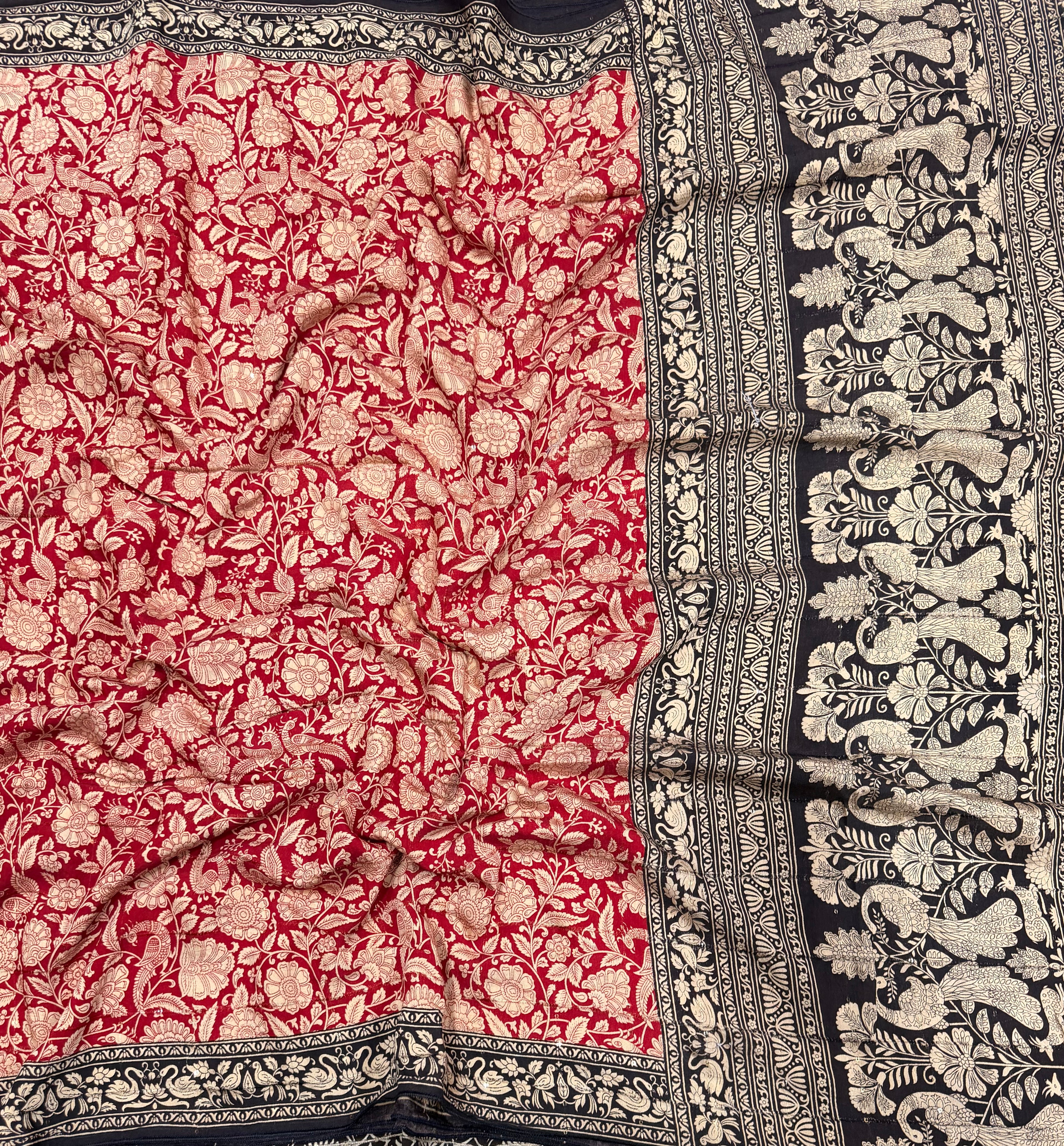 Red n black Kalamkari digital print 107 casual saree