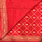 Red pichwai butta pure benarasi crepe silk saree