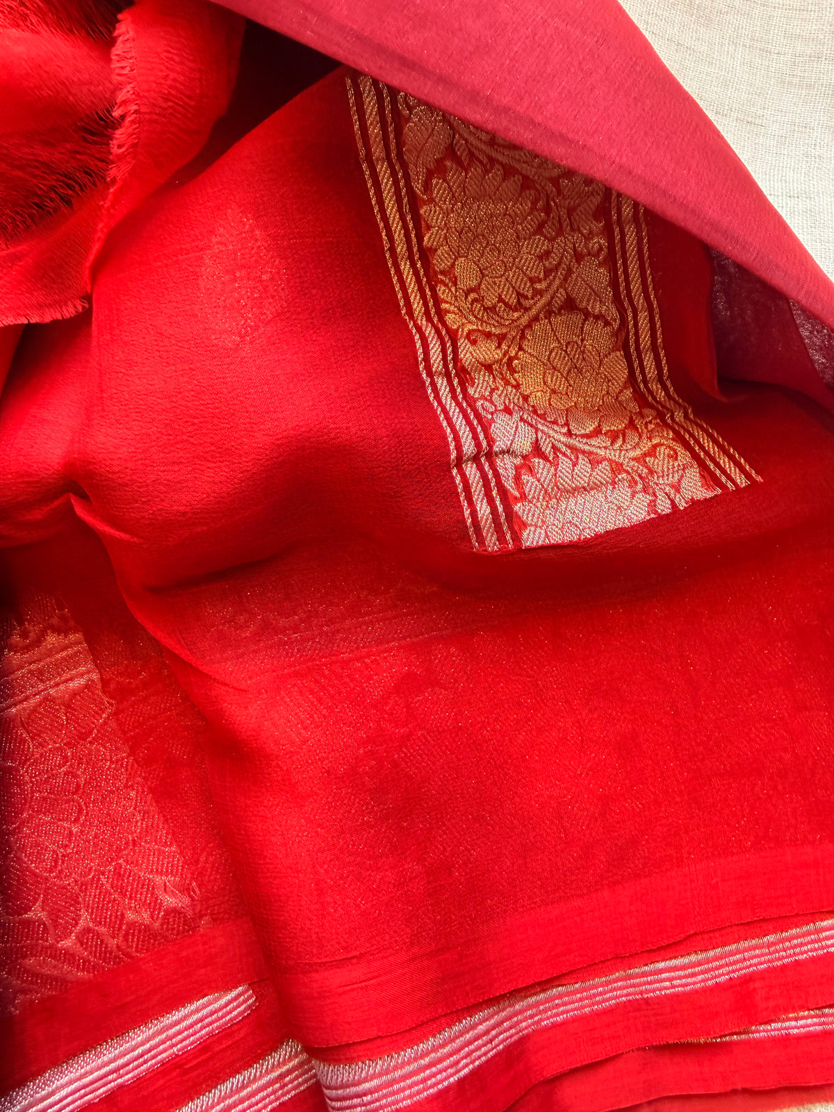 Maroon Banarasi pure khadi chiffon saree sliver zari saree