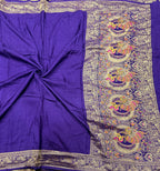 Purple Kanchi border plain modal silk saree