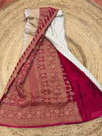 White and pink pure crepe Banaras sarees