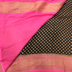 Brown small butta pure Banarasi khaddi georgette saree