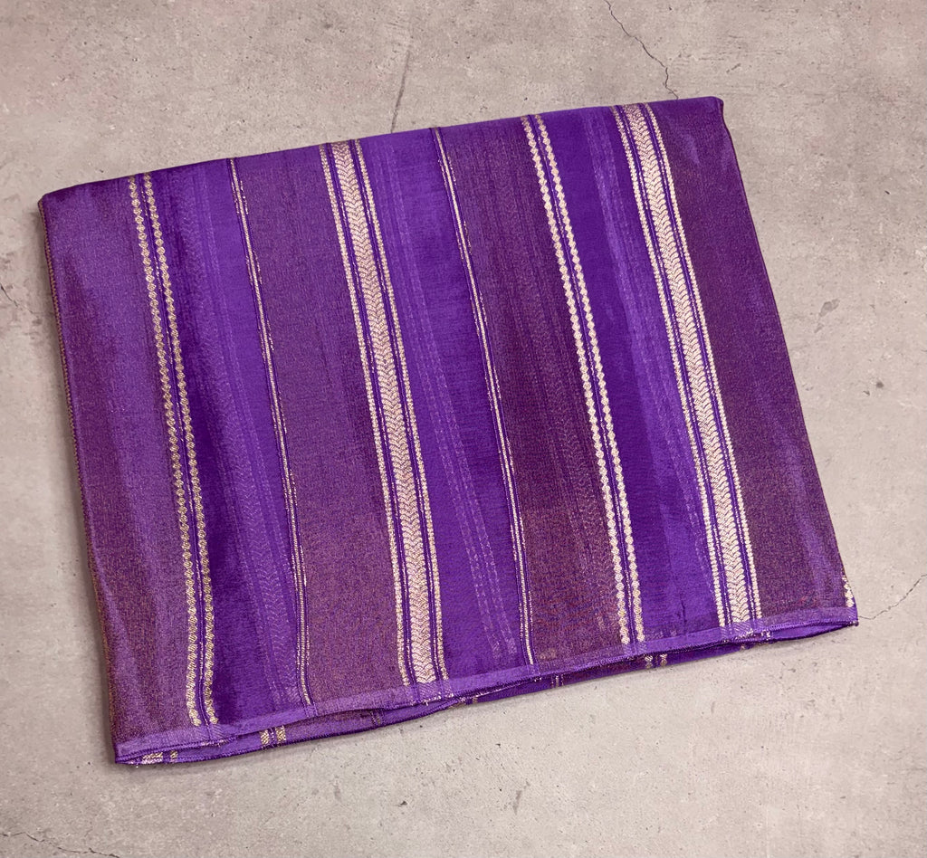 Light violet stripes chinnon crepe 107 saree