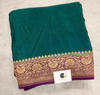 Peacock blue n purple partly pallu pure benarasi crepe silk saree