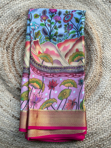 Pure crepe Mysore Silk kalamkari digital prints 120 gsm
