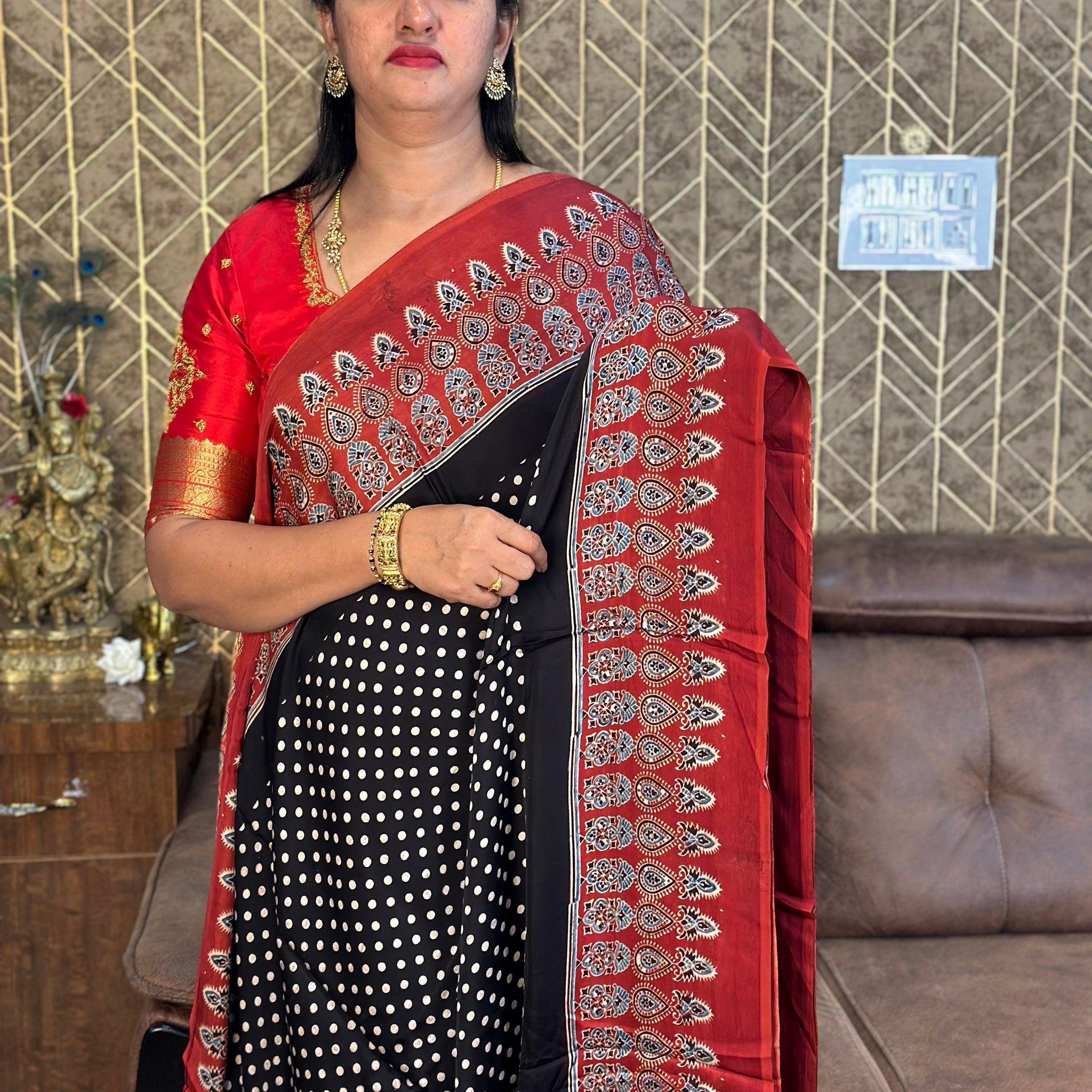 Black with red pure modal silk.