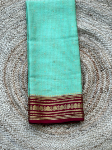 Olive green with maroon pure crepe Mysore Silk sarees 140 gsm