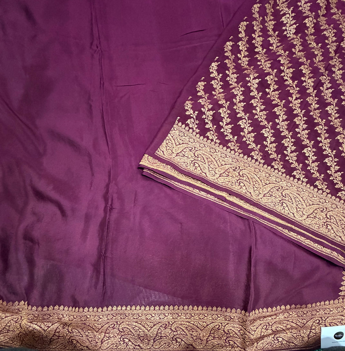 Wine pure benarasi crepe silk saree