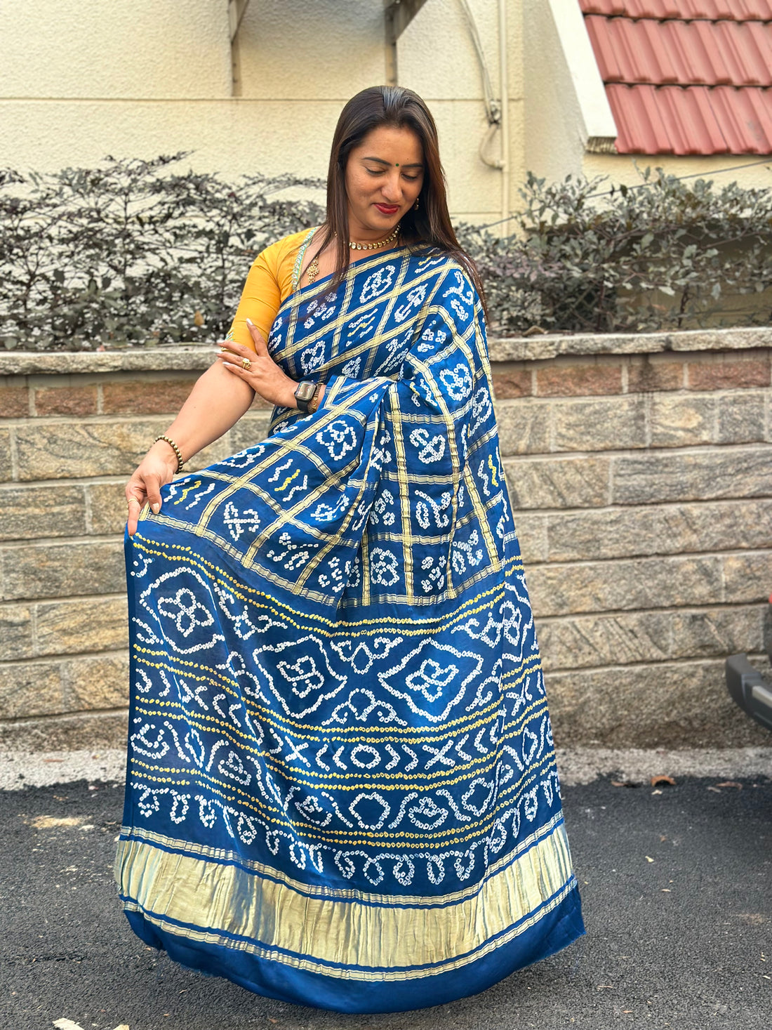 Peacock blue pure gajji silk sarees with silk mark certified