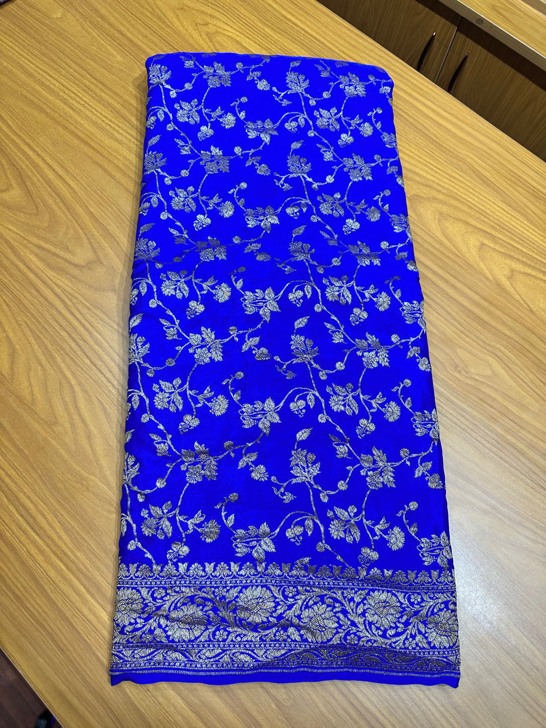 Royal blue jaal pure crepe Banaras silk sarees