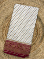 White and pink pure crepe Banaras sarees