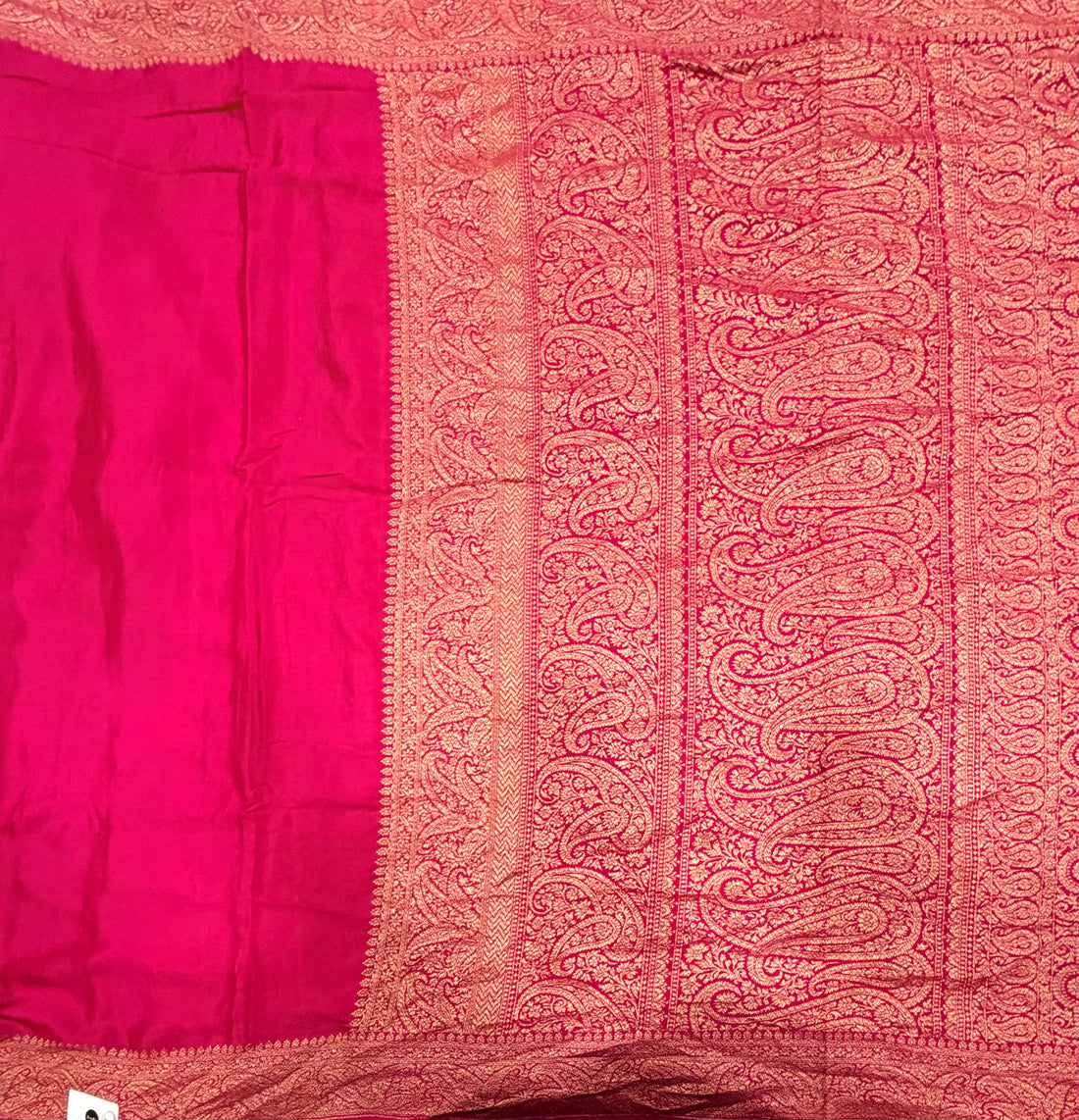 Rani pink pure benarasi crepe silk saree