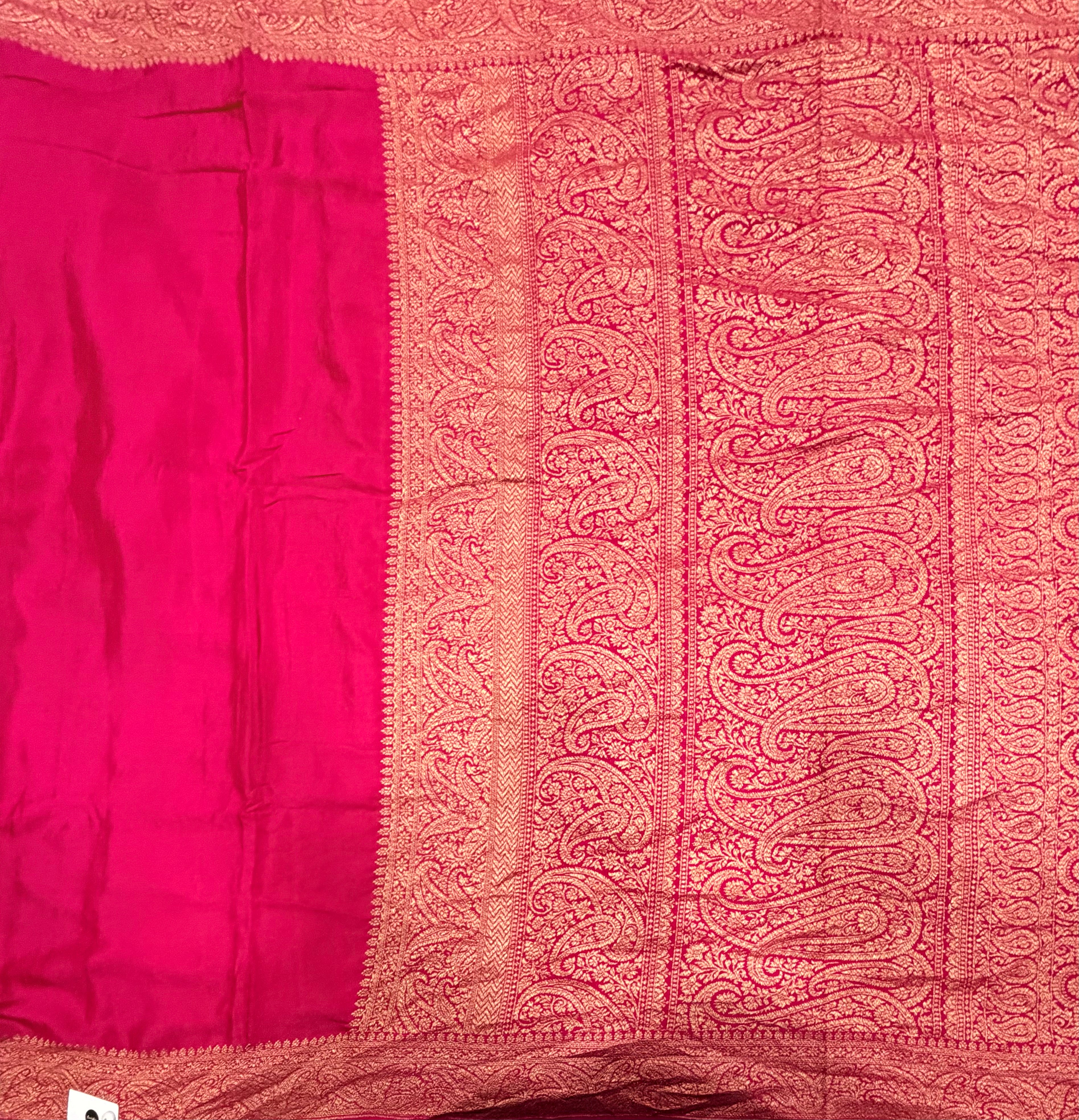 Rani pink pure benarasi crepe silk saree