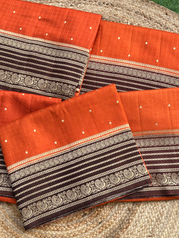 Rust orange with deep coffee brown dola silk