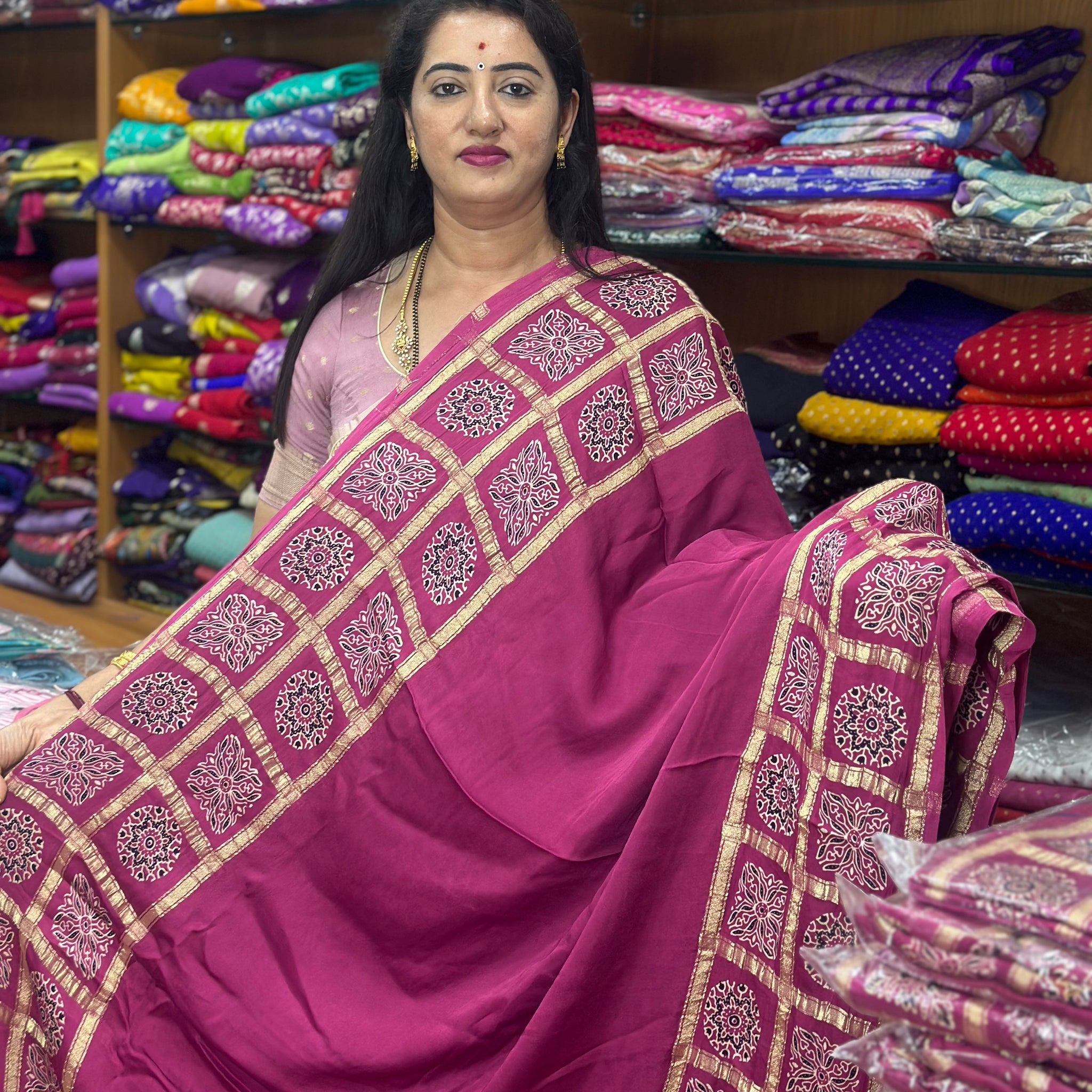 Onion pink pure modal silk sarees