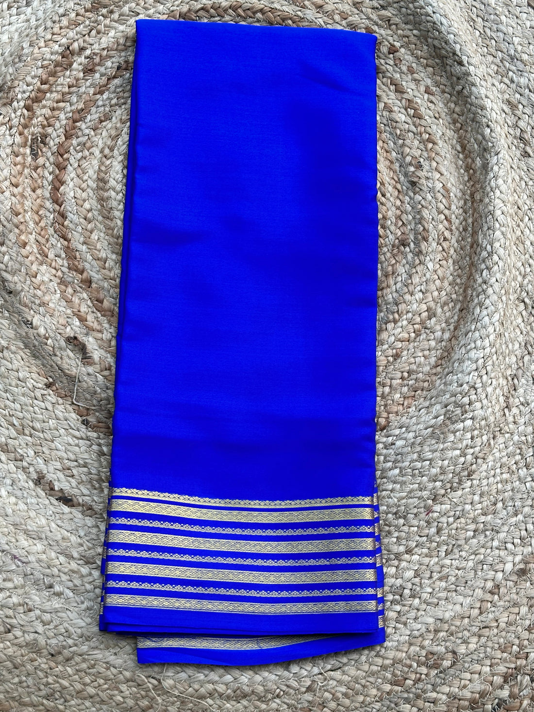 Royal blue pure crepe Mysore Silk sarees 120 gsm