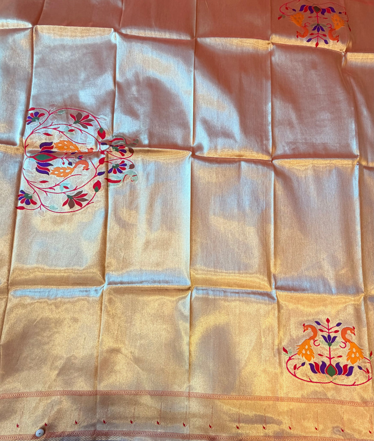 Golden tissue paithani blouse piece -1M