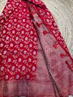 Red designer georgette in jaal pattern