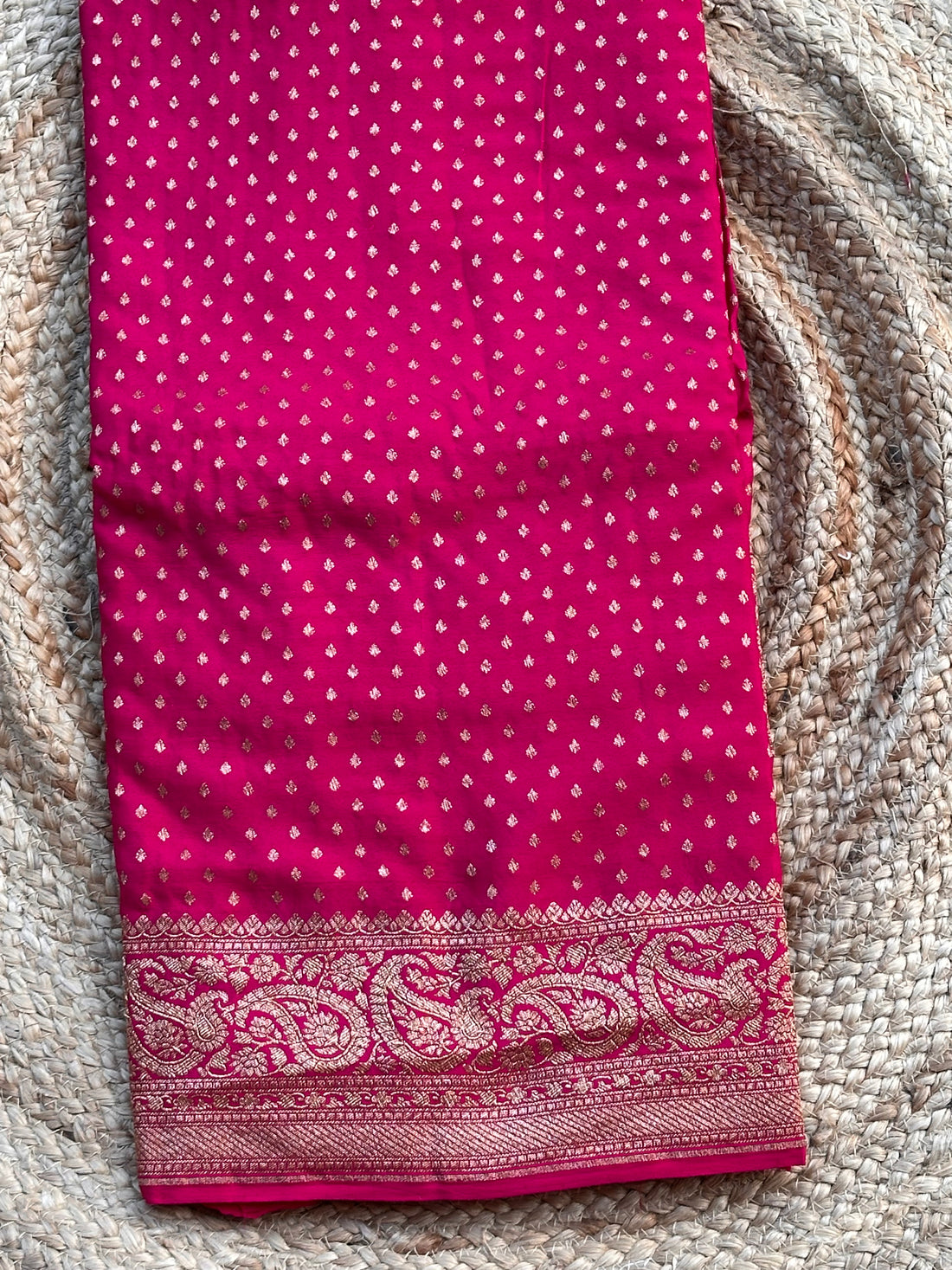 Rani pink pure crepe Banaras silk sarees