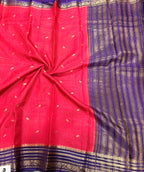 Rani pink contrast border checks Dola crepe saree