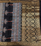 Black n white stripes pure Ajrak dola sarees