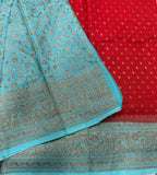 Red pure Banarasi crepe chiffon 107 with antique zari saree