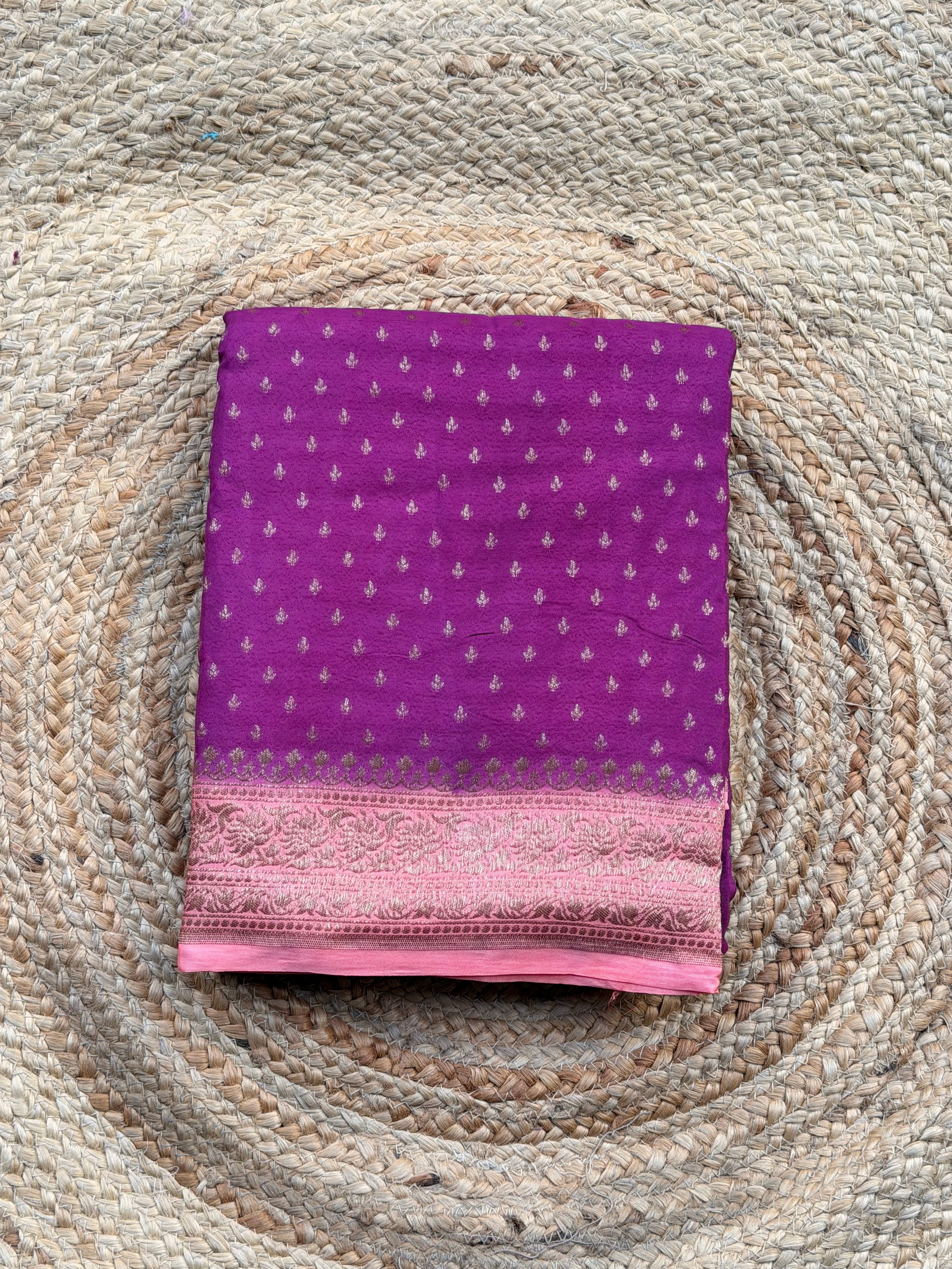 Banaras Pure crepe chiffon pink and peach