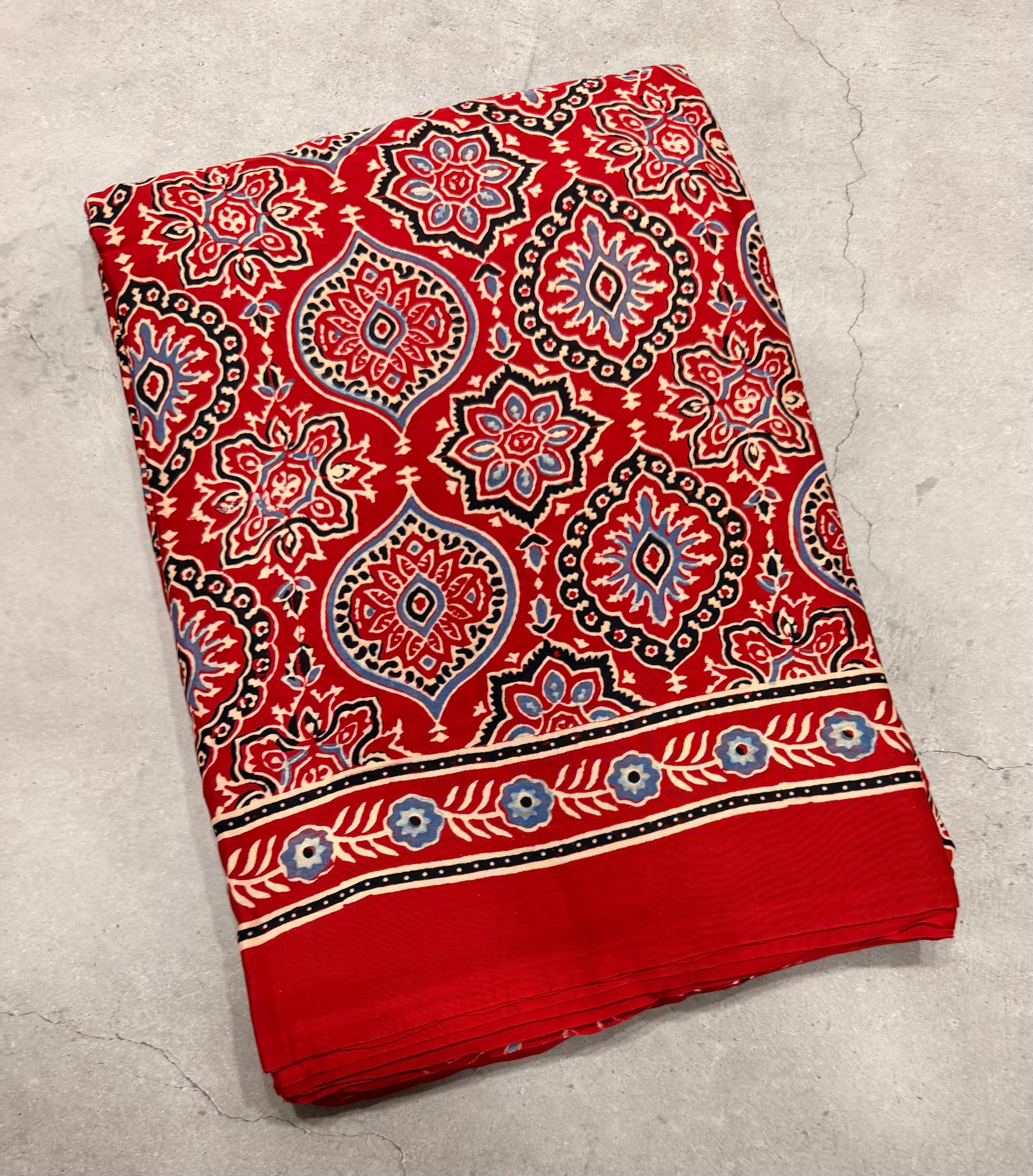 Red pure Ajrak dola sarees