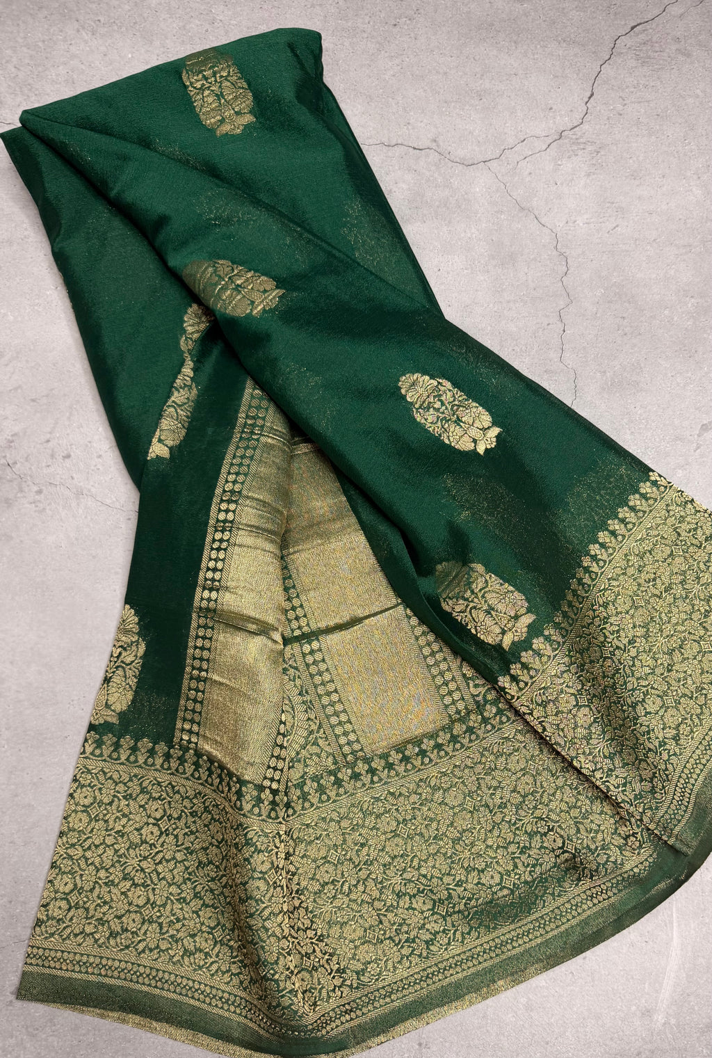 Bottle Green big butta 107 designer soft crepe silk