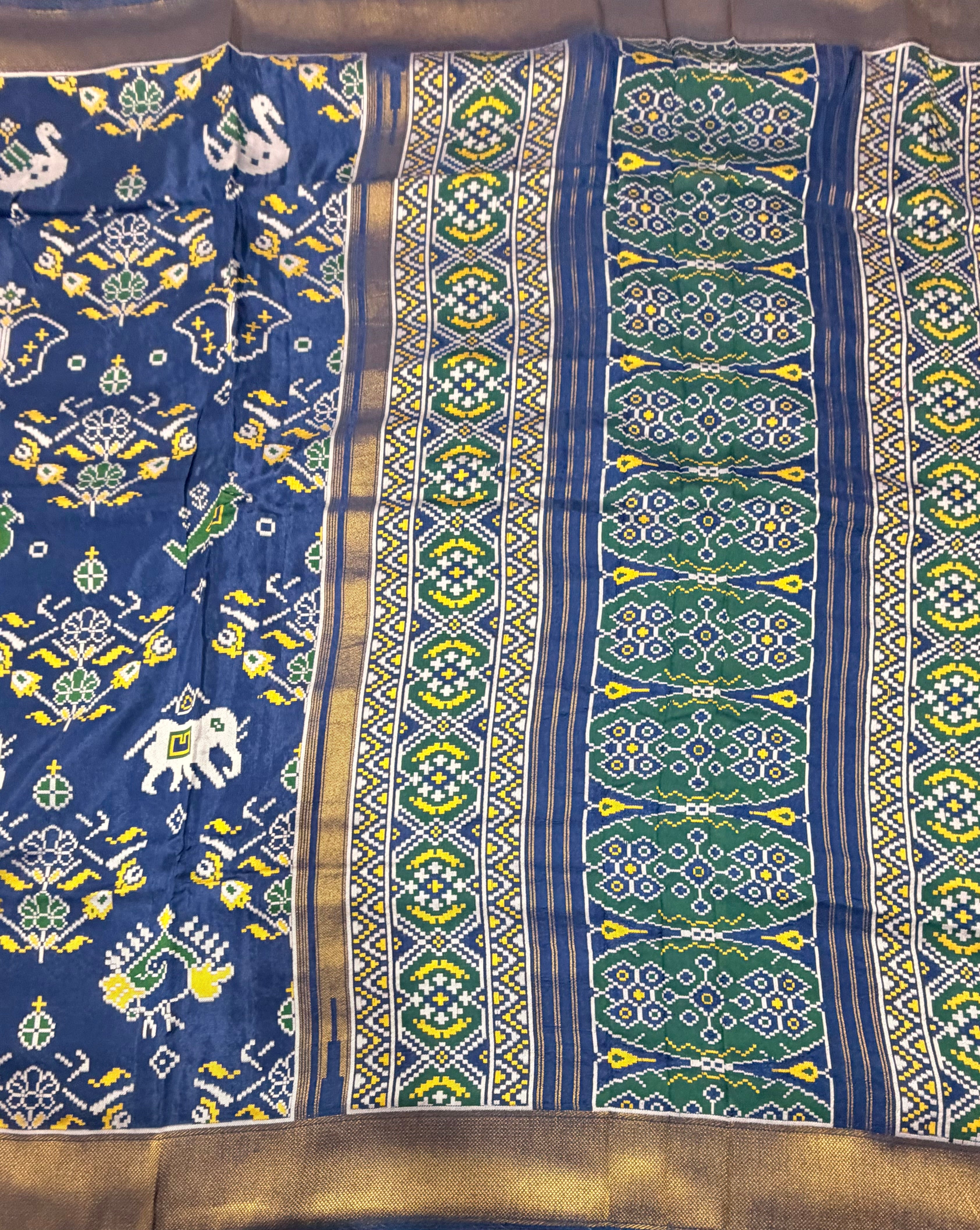Blue small border tusser Paithani saree