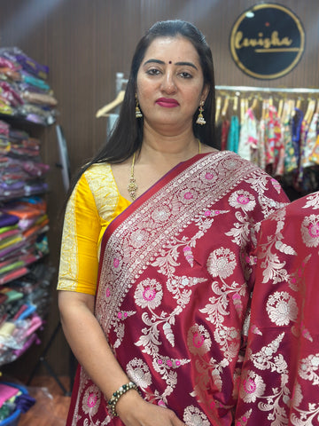 Maroon mushroo Kathan Saree