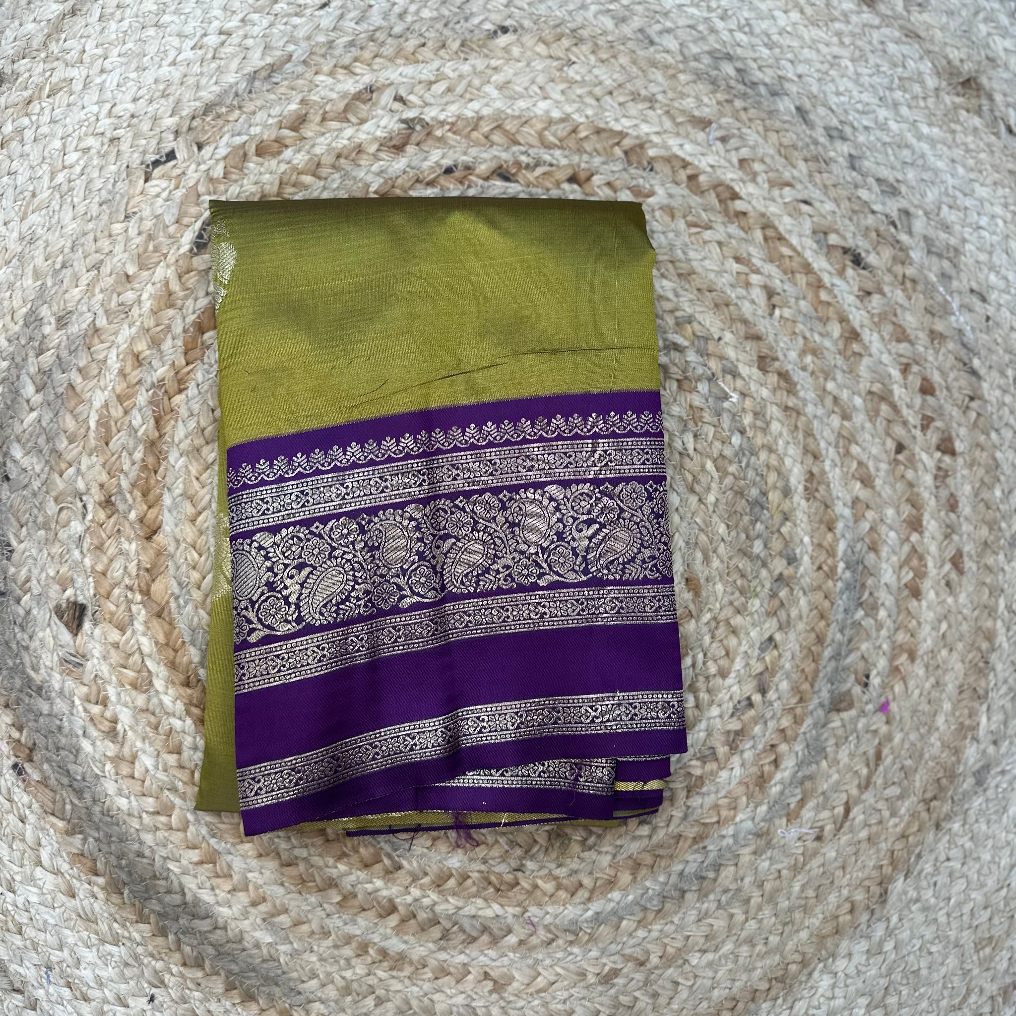 Green with purple semi kanchi