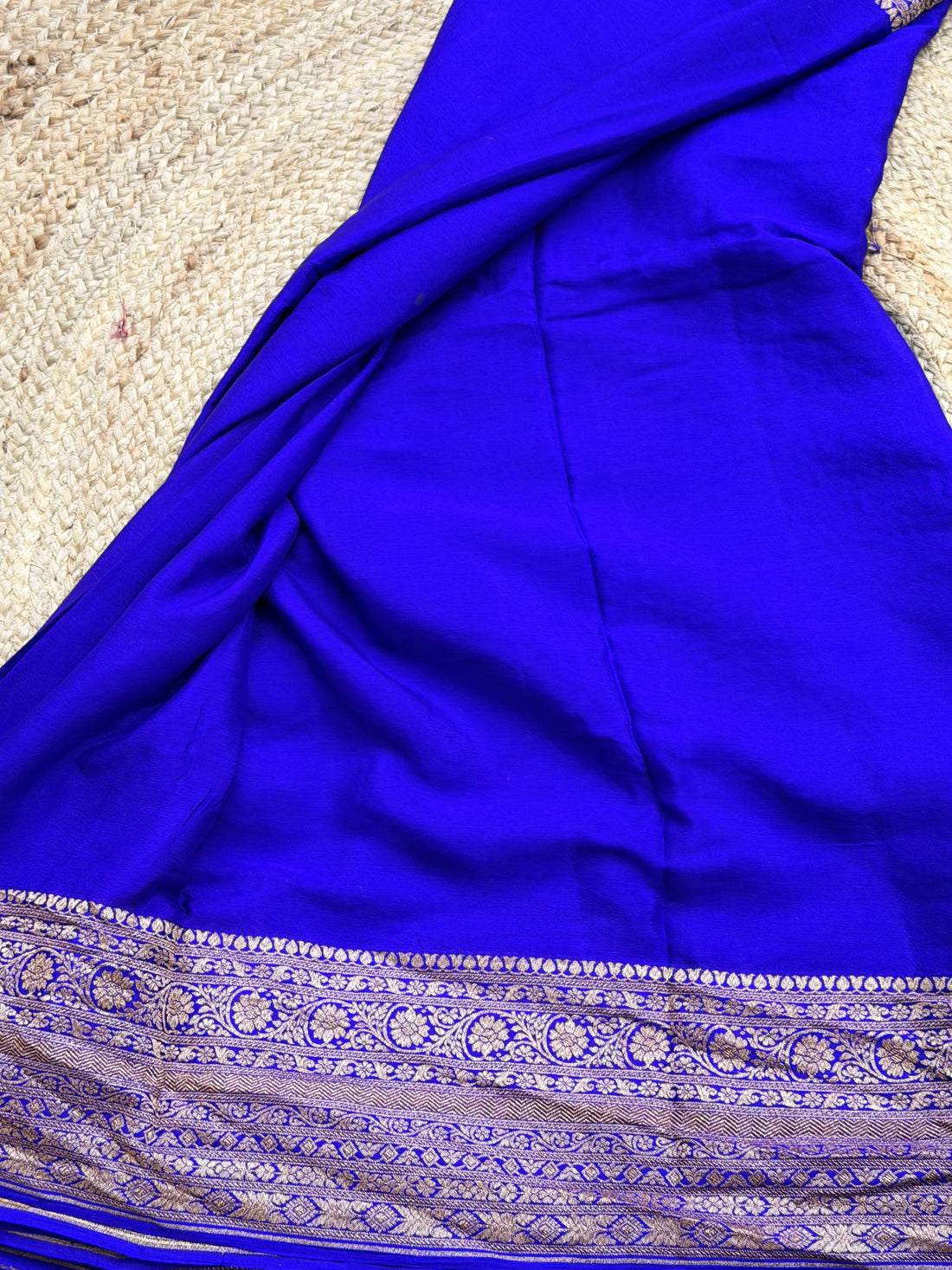 Plain Crepe Banarasi Pure Royal Blue