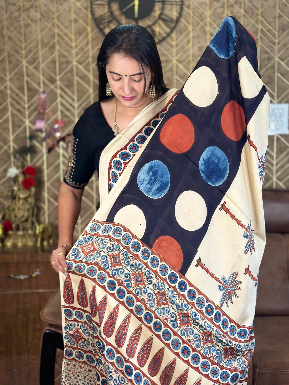 Half white pure modal silk sarees.