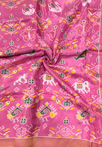 Light pink small border tusser Paithani saree