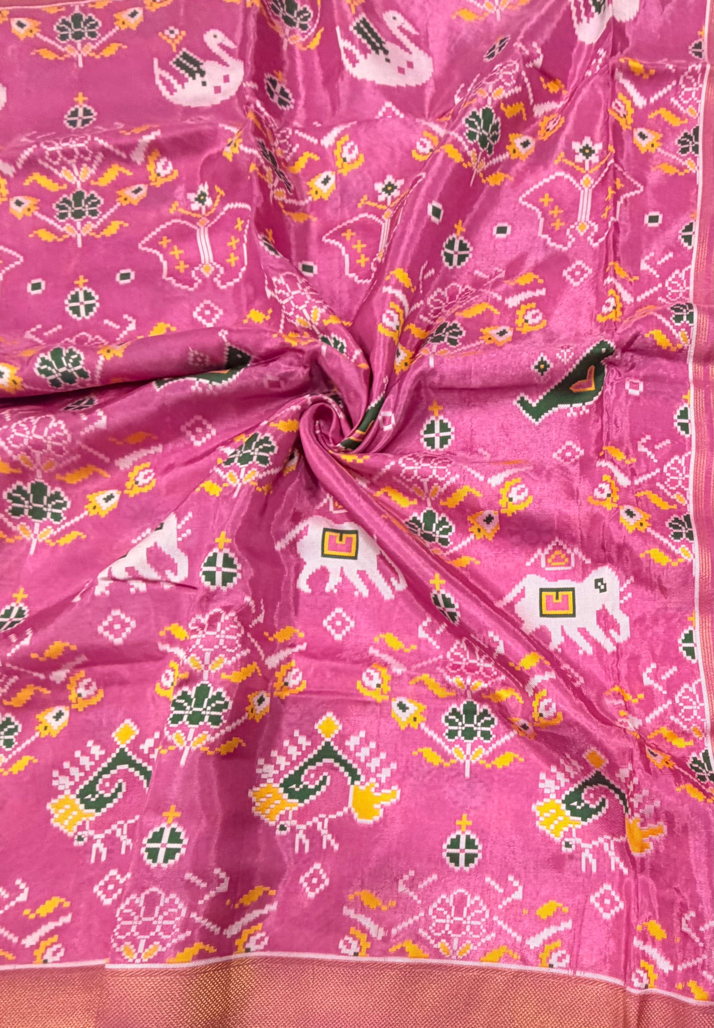 Light pink small border tusser Paithani saree