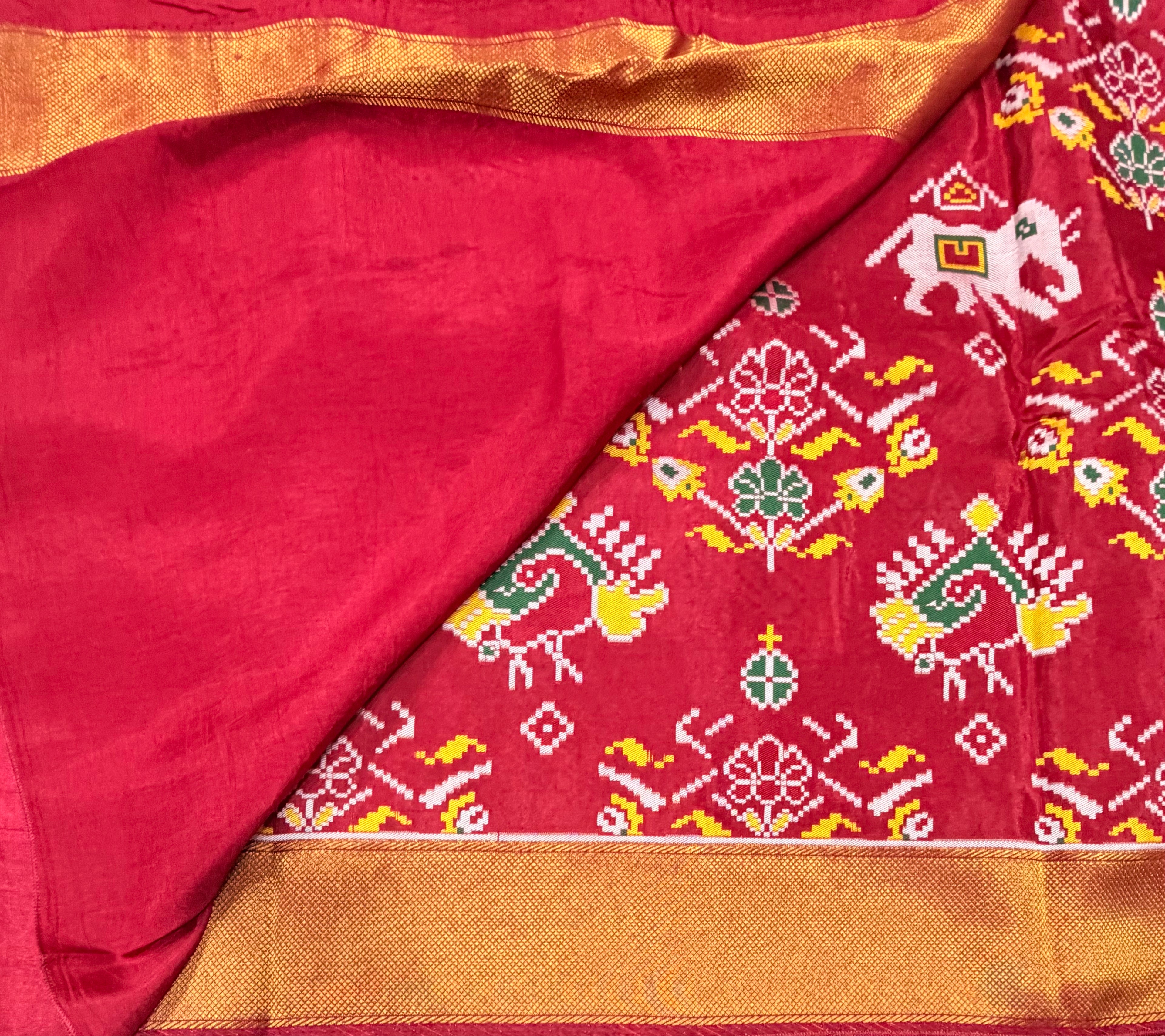 Maroon small border tusser Paithani saree