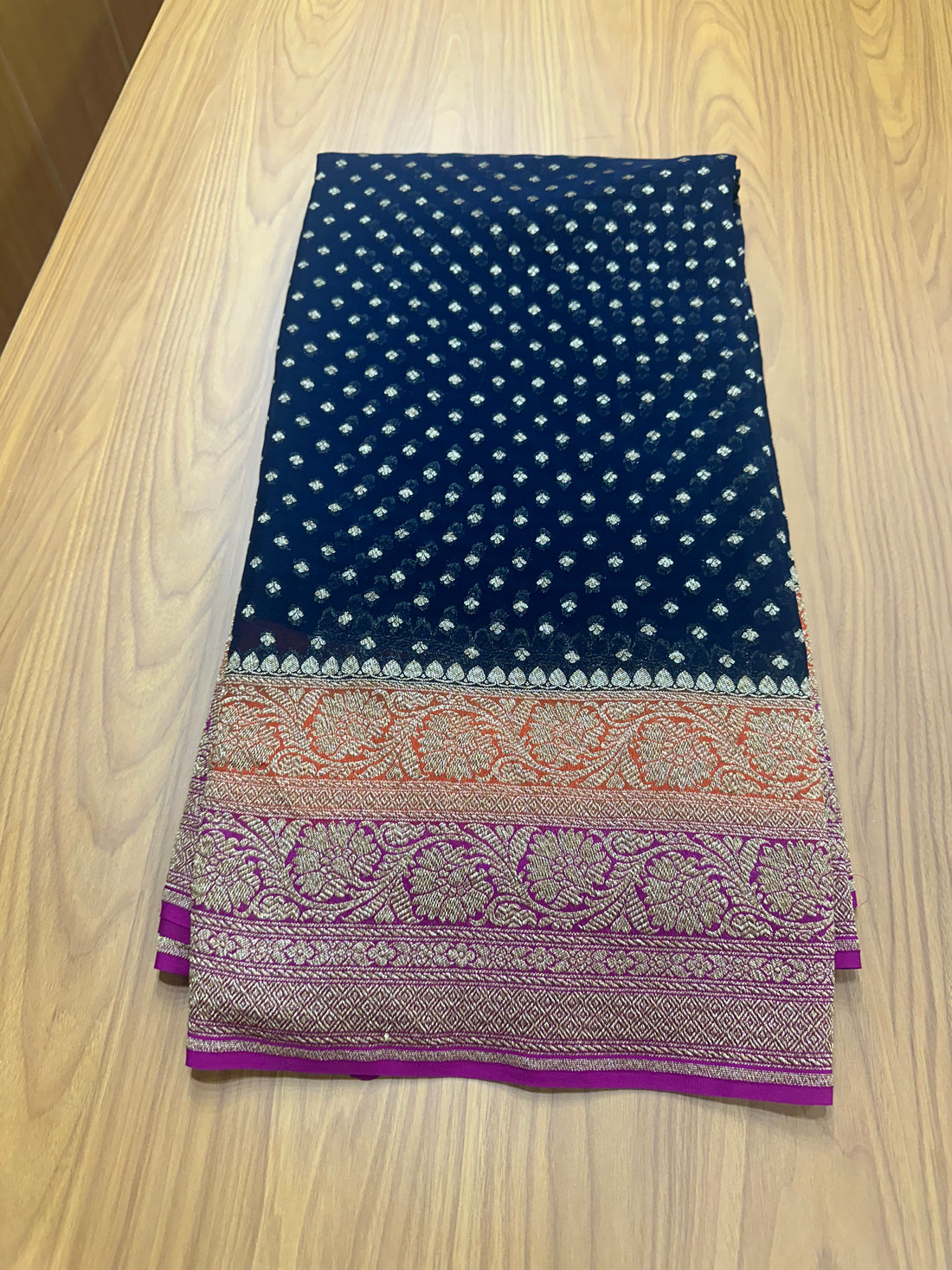 Black pink and red 3D pattern Khadi georgette sarees.