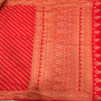 Red stripes small butta pure benarasi crepe silk saree