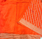 Orange pure benarasi crepe silk saree