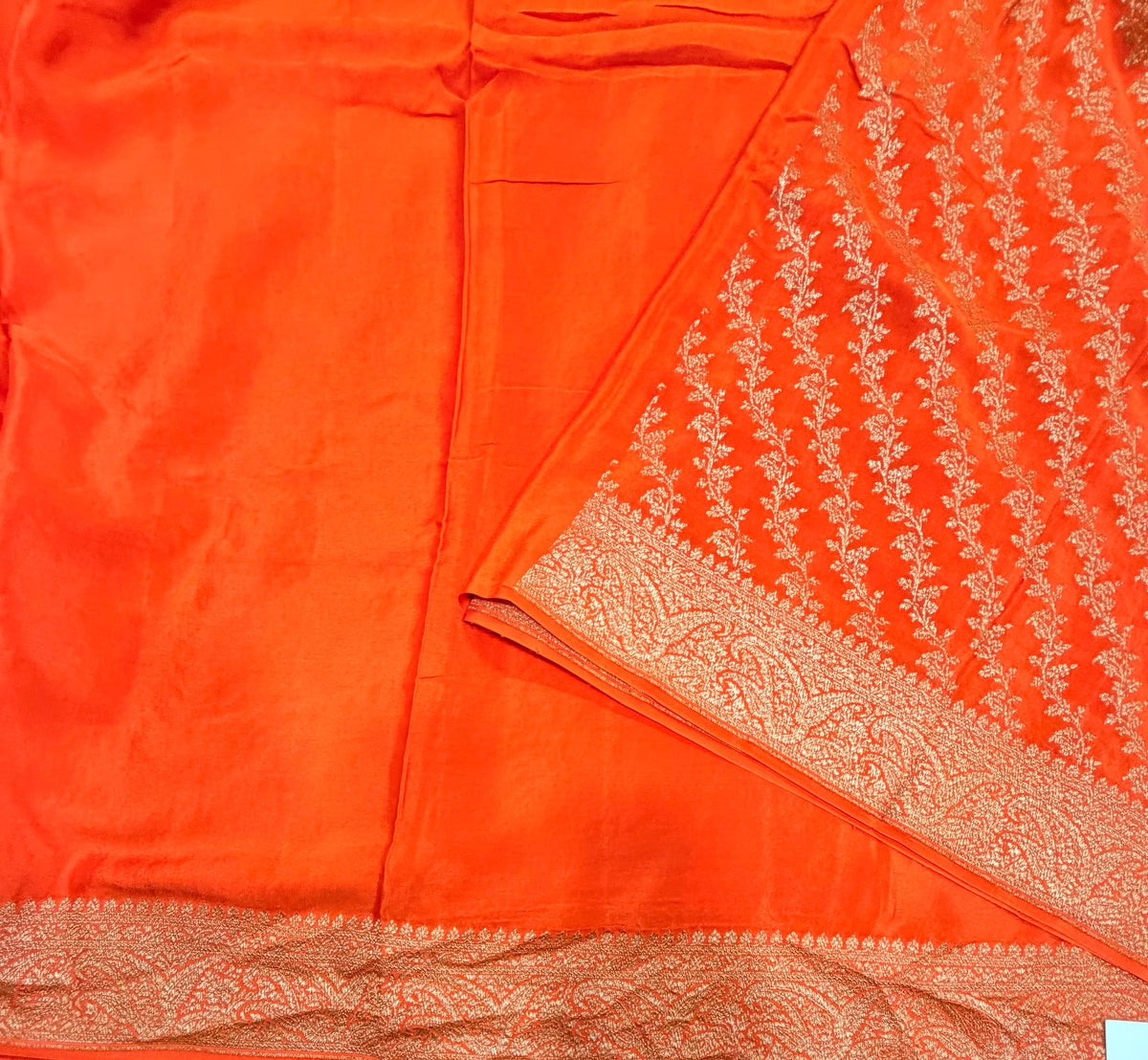 Orange pure benarasi crepe silk saree