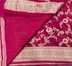 Rani pink  jaal pattern pure georgette with water zari saree