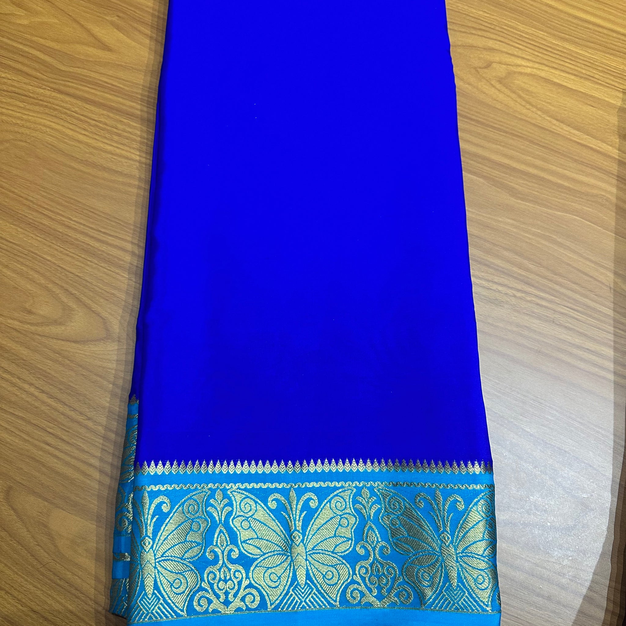 Royal blue and blue pure Mysore Silk crepe 120 gsm
