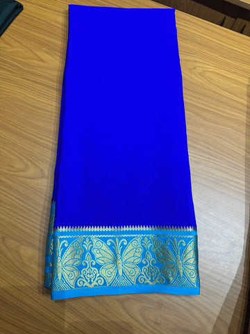 Royal blue and blue pure Mysore Silk crepe 120 gsm